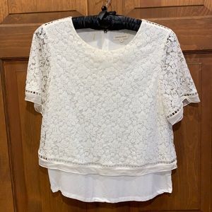 Rebecca Taylor white lace layer top 8